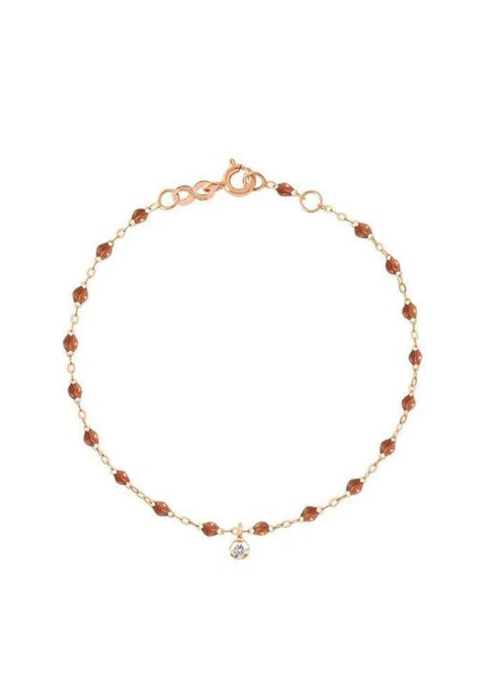 Bracelet Gigi Suprême Or Rose Diamant Et Résines Fauve 17cm