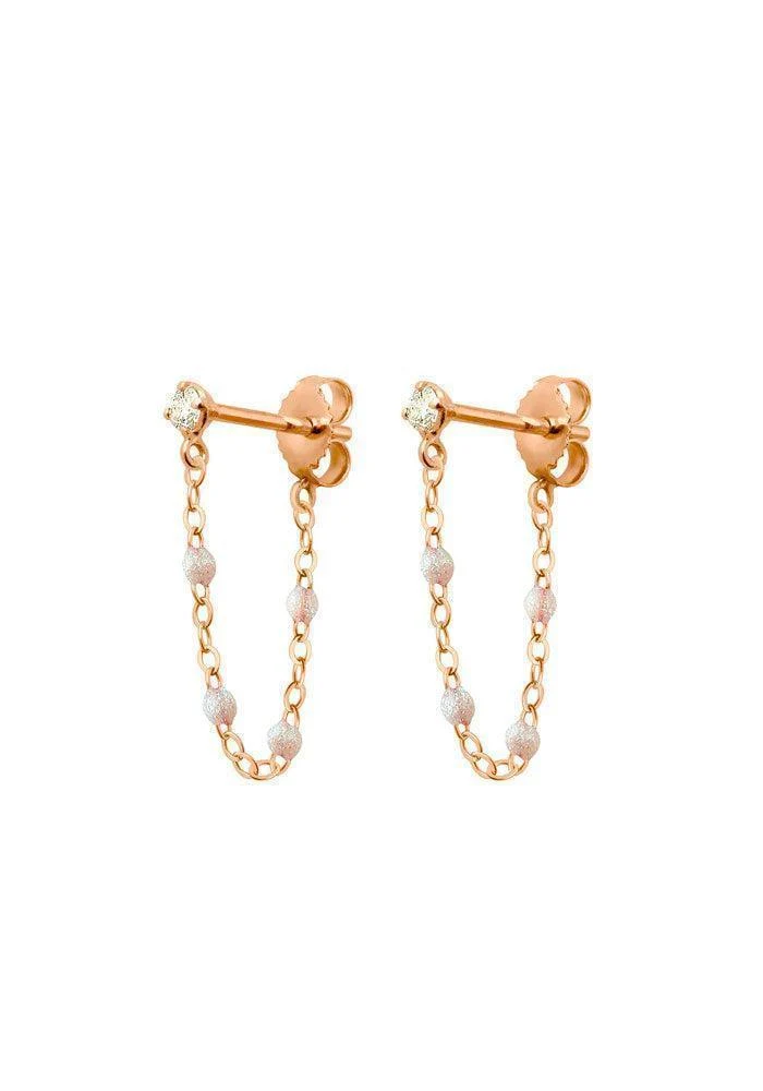 Boucles D'Oreilles Gigi Suprême Diamant Or Rose Et Résines Opale