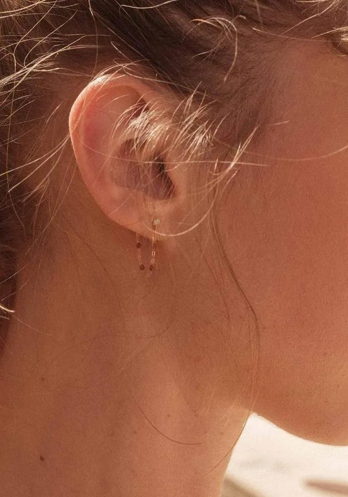 Boucles D'Oreilles Gigi Suprême Diamant Or Rose Et Résines Fauve