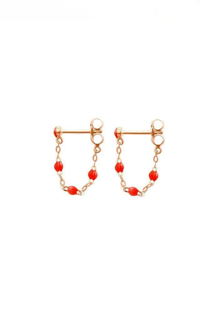 Boucles D'oreilles Classique Gigi Or Rose Résines Corail