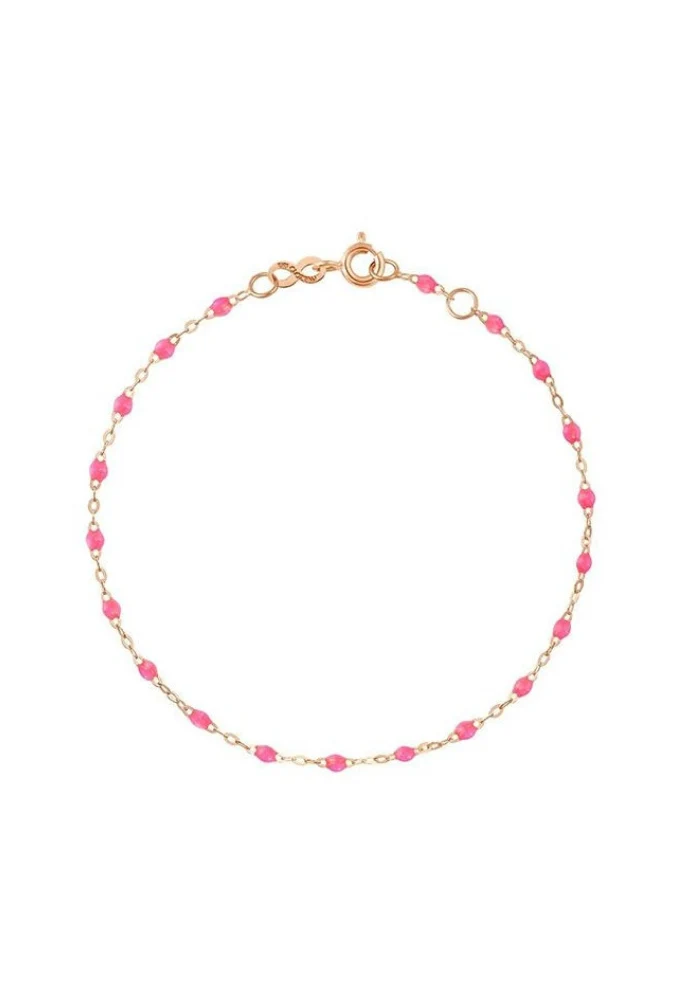 Bracelet Classique Gigi Or Rose Et Résines Rose Fluo 17cm