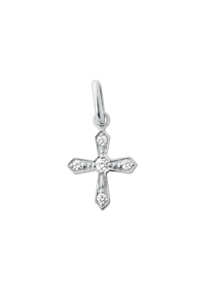 Pendentif Croix Vintage Or Blanc Et Diamants