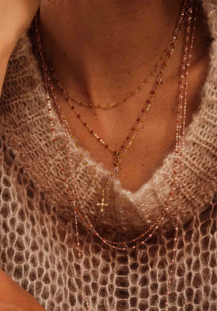 Pendentif Croix Vintage Or Rose Et Diamants