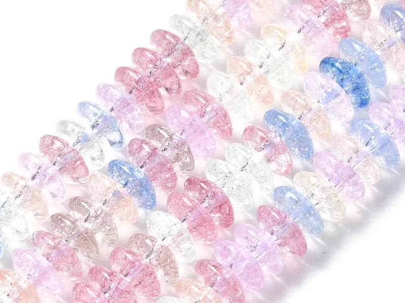 Lot de 20 perles rondelles en verre craquelé - Multicolore