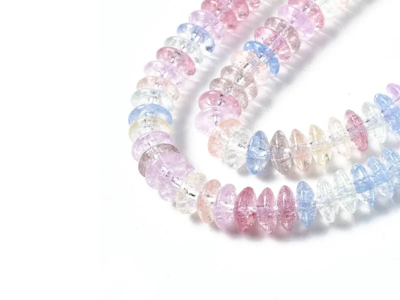 Lot de 20 perles rondelles en verre craquelé - Multicolore