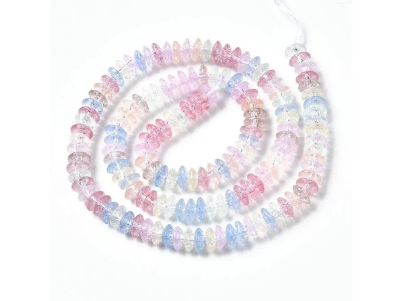 Lot de 20 perles rondelles en verre craquelé - Multicolore