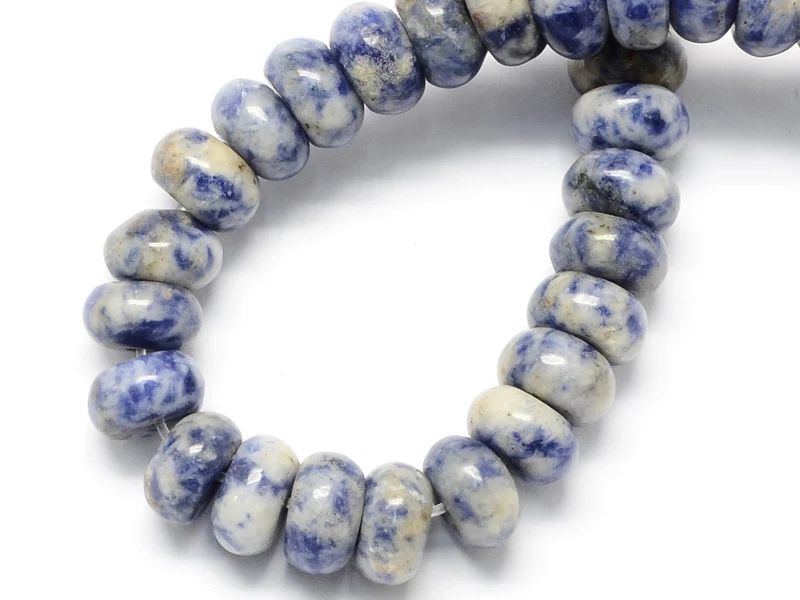 Lot de 20 perles rondelles - Jaspe tache bleu