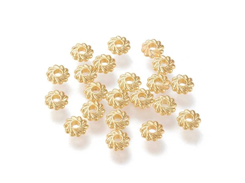 Lot de 20 perles intercalaires fleurs - Doré à l'or fin