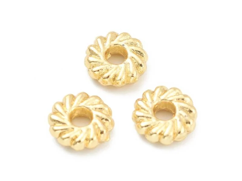 Lot de 20 perles intercalaires disque fleurs - Doré à l'or fin