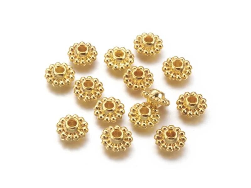 Lot de 20 perles intercalaires fleurs - Doré