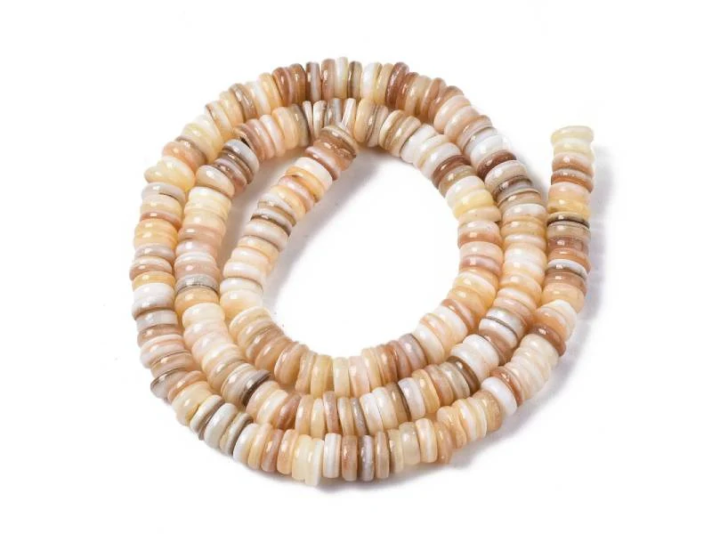Lot de 20 perles rondelles heishi 6 mm - Coquillage naturel