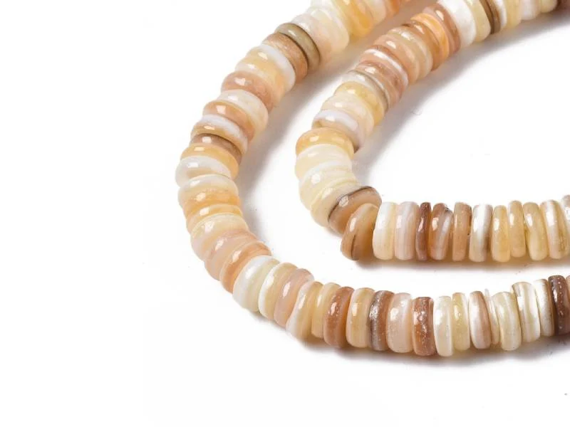Lot de 20 perles rondelles heishi 6 mm - Coquillage naturel