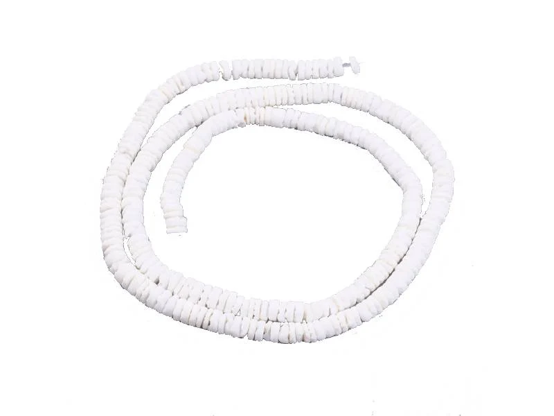 Lot de 20 perles rondelles heishi coquillage blanc