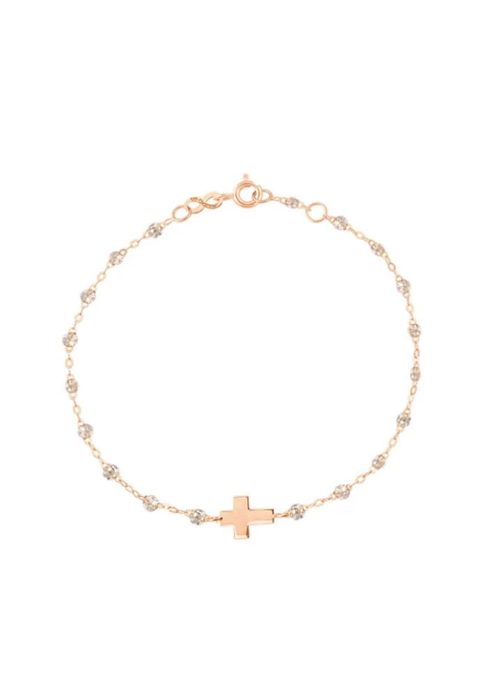Bracelet Croix Or Rose Et Résines Sparkle 17cm