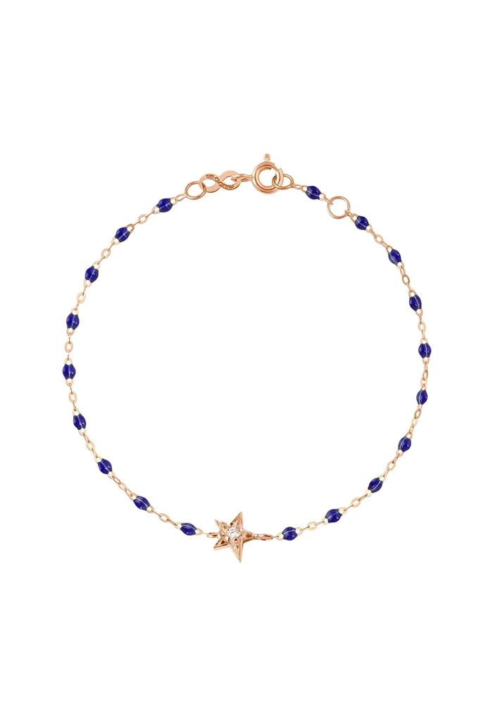 Bracelet Classique Gigi Étoile Or Rose Diamant Et Résines Prusse 17cm