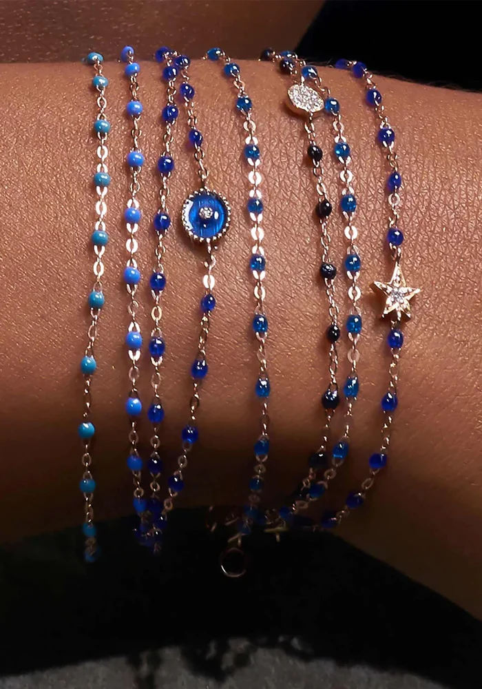 Bracelet Classique Gigi Étoile Or Rose Diamant Et Résines Prusse 17cm