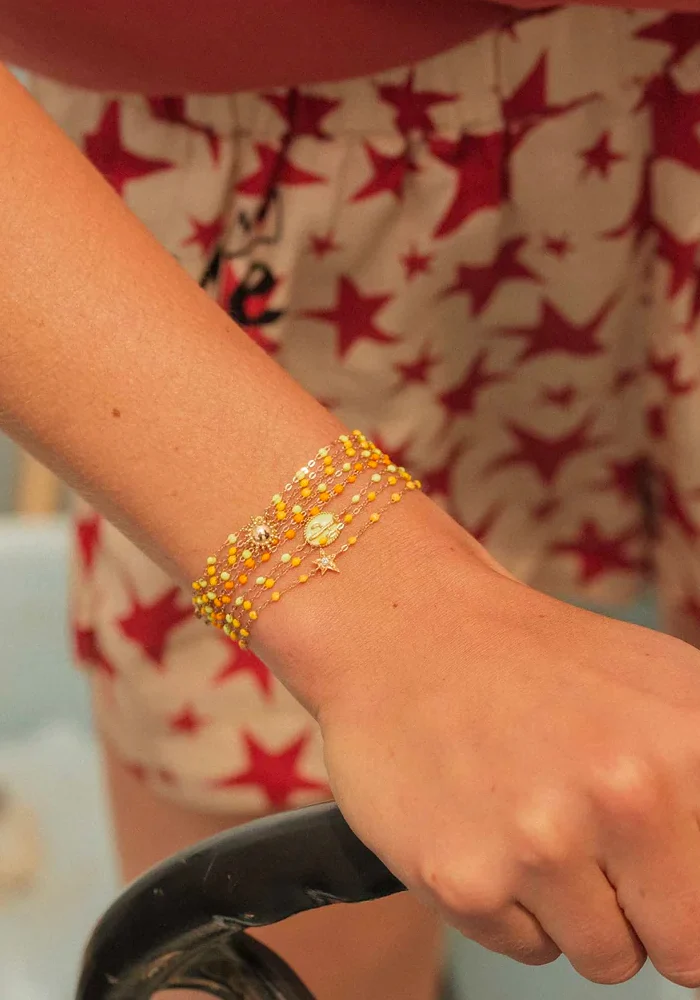 Bracelet Classique Gigi Or Rose Et Résines Citron 17cm