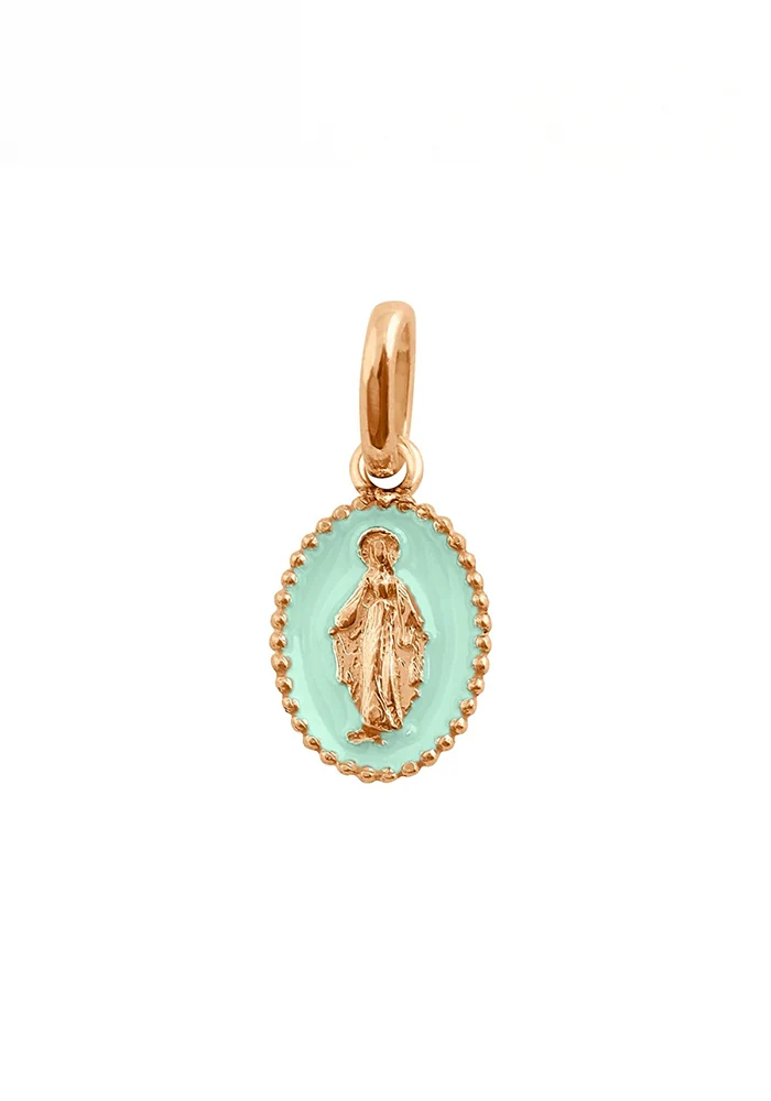 Pendentif Madone Or Rose Résine Jade