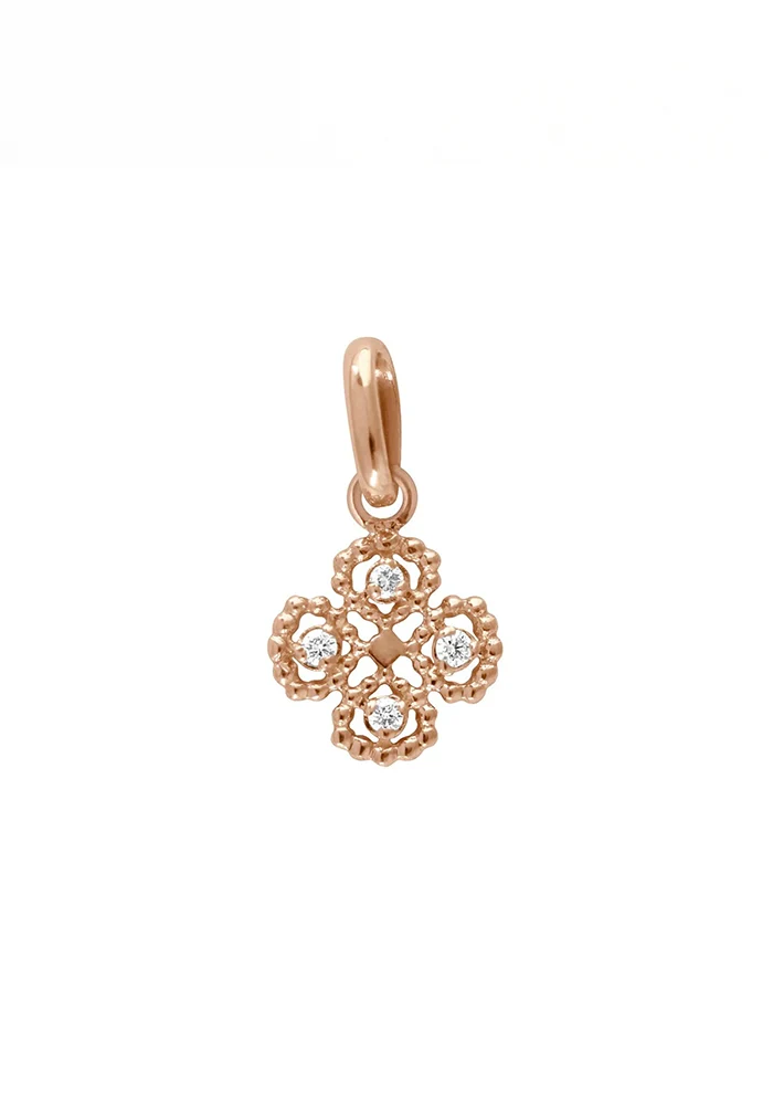 Pendentif Lucky Trèfle Or Rose Diamants