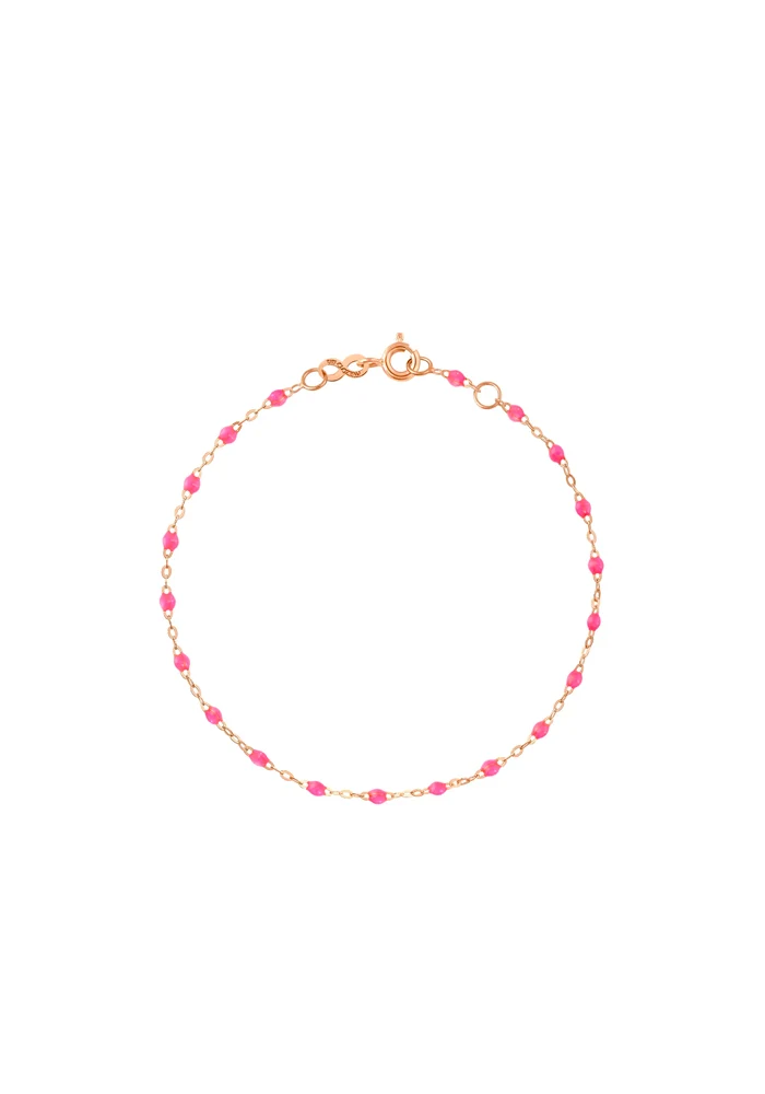Bracelet Enfant Classique Gigi Or Rose Et Résines Rose Fluo 13cm