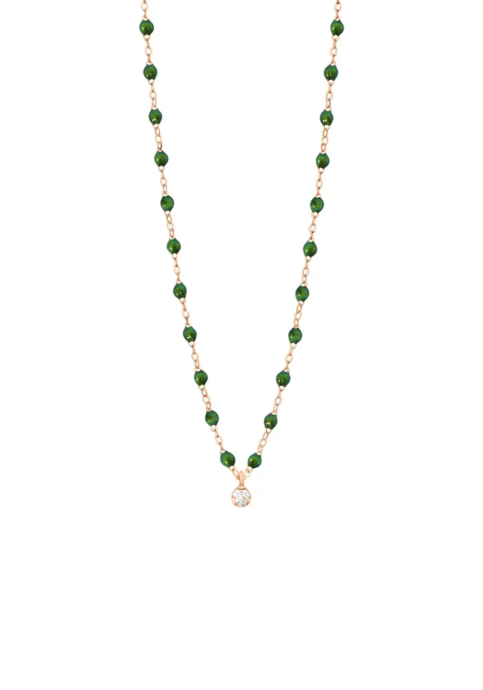 Collier Gigi Suprême Or Rose Diamant Et Résines Scarabée 42cm