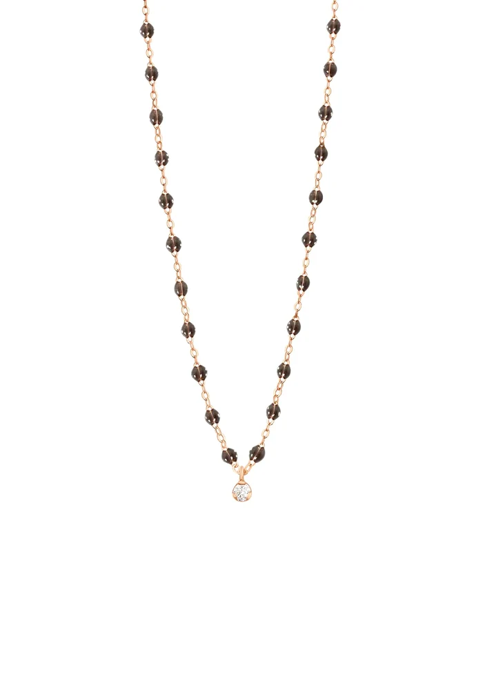 Collier Gigi Suprême Or Rose Diamant Et Résines Quartz 42cm