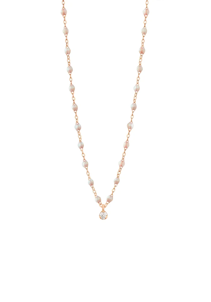 Collier Gigi Suprême Or Rose Diamant Et Résines Opale 42cm