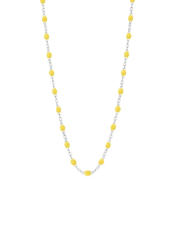 Collier Classique Gigi Or Blanc Et Résines Citron 42 cm