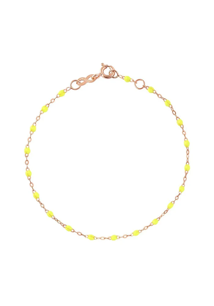 Bracelet Classique Gigi Or Rose Et Résines Jaune Fluo 17cm