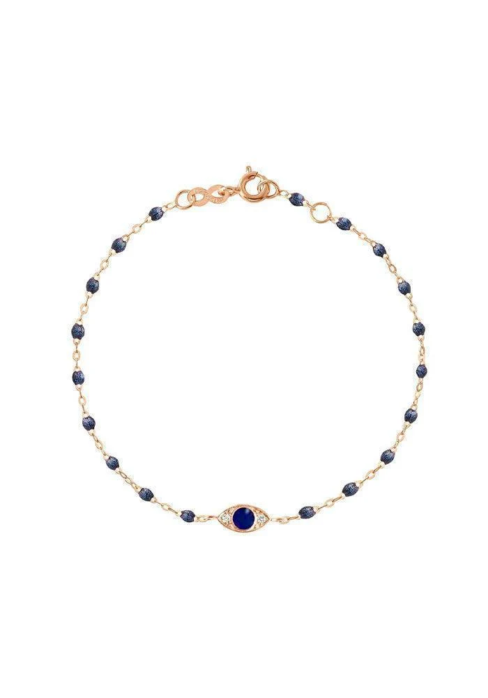 Bracelet Classique Gigi Eye Or Rose Diamants Et Résine Nuit 17cm