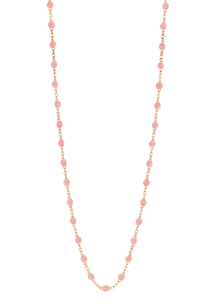 Sautoir Classique Gigi Or Rose Et Résines Blush 86cm