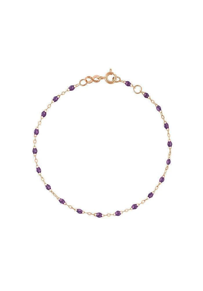 Bracelet Classique Gigi Or Rose Et Résines Violet 17cm