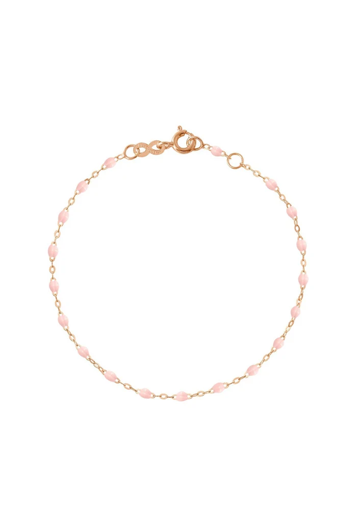 Bracelet Classique Gigi Or Rose Et Résines Rose Bébé 17cm