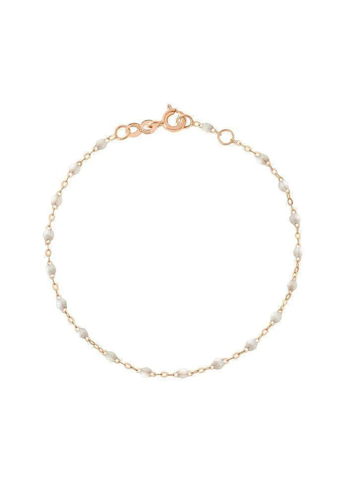 Bracelet Classique Gigi Or Rose Et Résines Opale 17cm