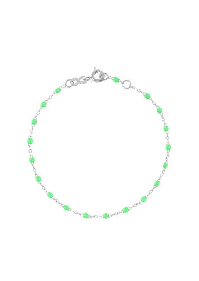 Bracelet Classique Gigi Or Blanc Et Résines Vert Fluo 17cm