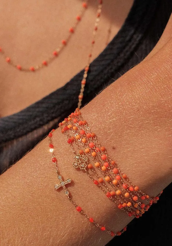 Bracelet Classique Gigi Or Rose Et Résines Orange Fluo 17cm