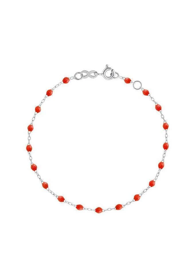 Bracelet Classique Gigi Or Blanc Et Résines Corail 17cm