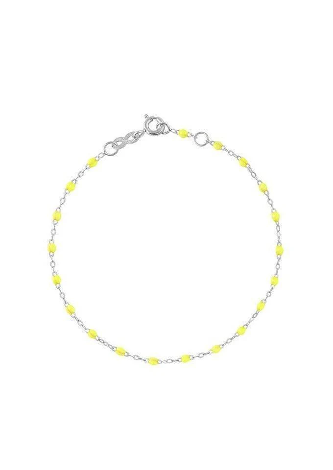 Bracelet Classique Gigi Or Blanc Et Résines Jaune Fluo 17cm