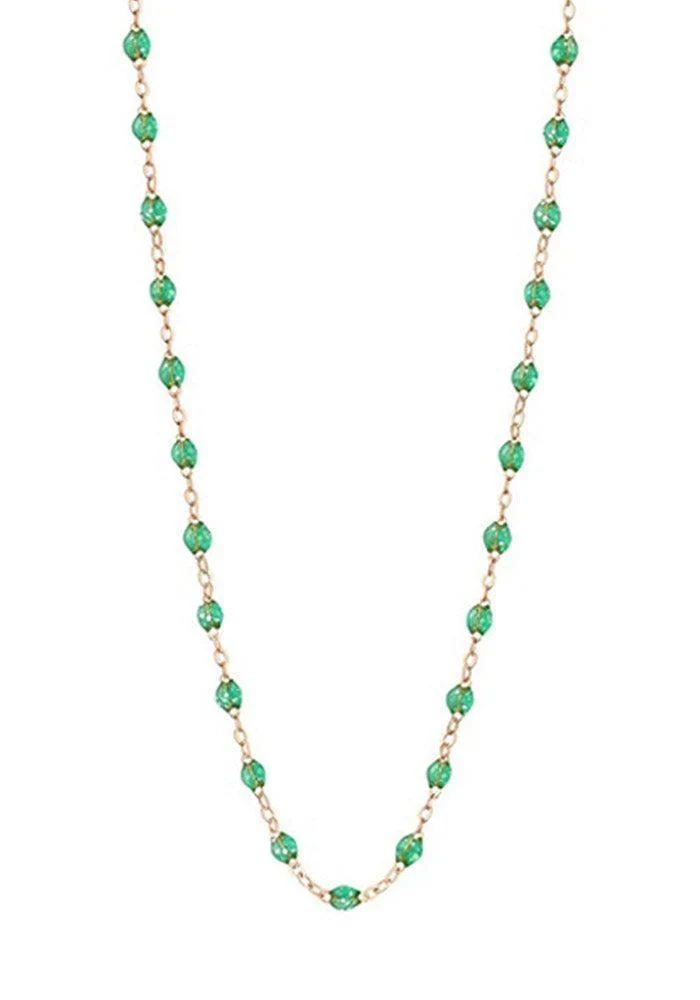 Sautoir Classique Gigi Or Rose Et Résines Menthe 60cm
