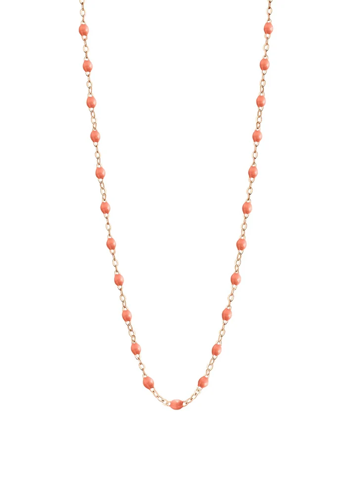 Collier Classique Gigi Or Rose Et Résines Saumon 50cm