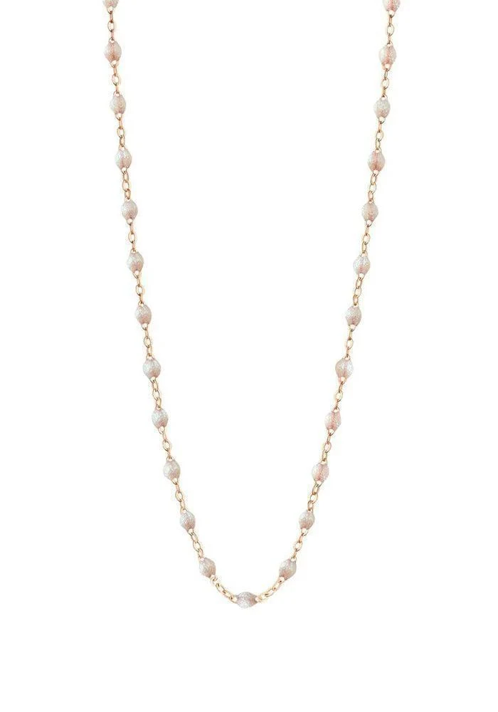 Collier Classique Gigi Or Rose Et Résines Opale 50cm