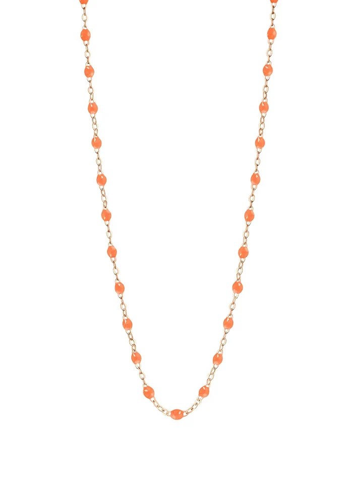 Collier Classique Gigi Or Rose Et Résines Orange Fluo 50cm