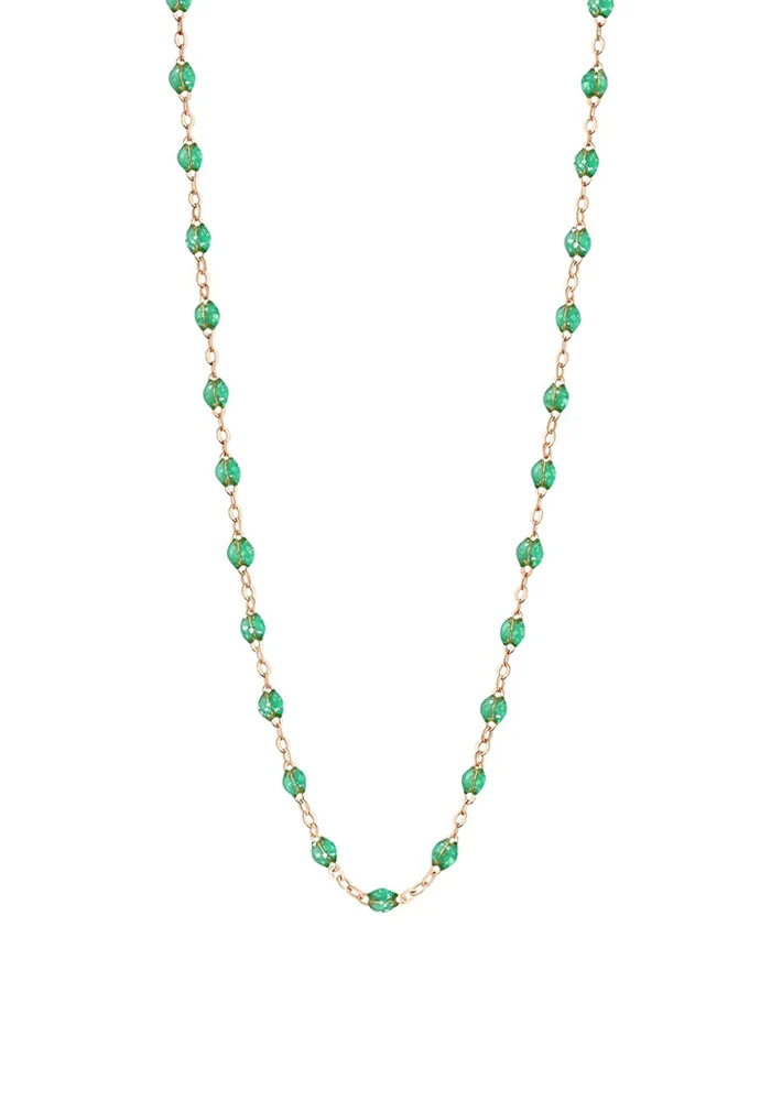 Collier Classique Gigi Or Rose Et Résines Menthe 50cm