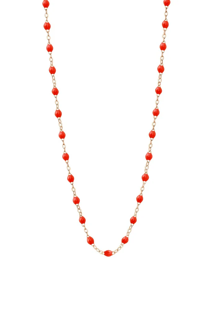 Collier Classique Gigi Or Rose Et Résines Corail 50cm