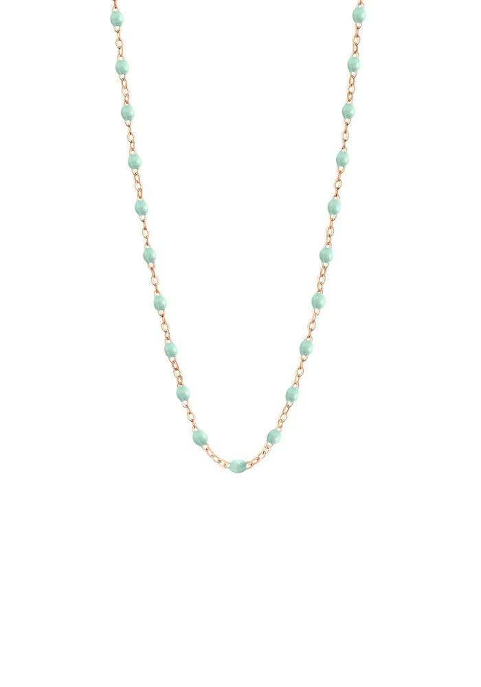 Collier Classique Gigi Or Rose Et Résines Jade 42cm