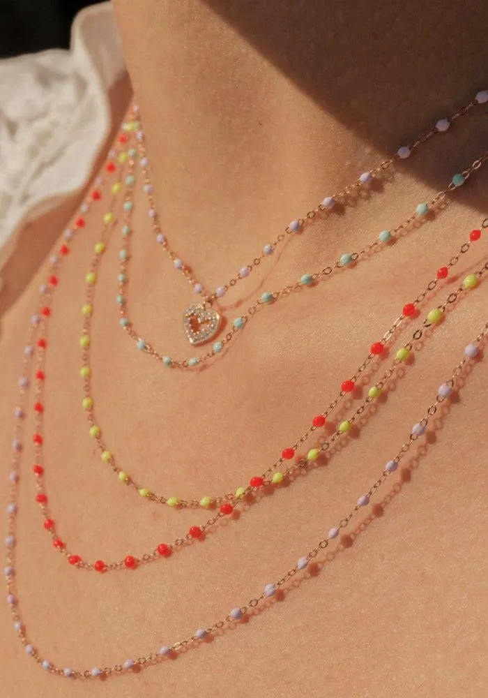 Collier Classique Gigi Or Rose Et Résines Jade 42cm