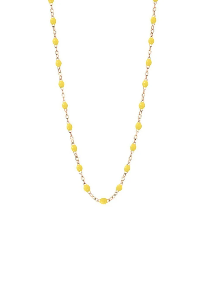 Collier Classique Gigi Or Rose Et Résines Citron 42cm