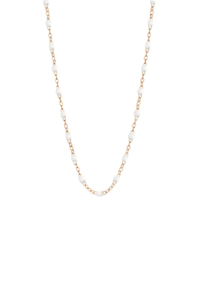 Collier Classique Gigi Or Rose Et Résines Blanc 42cm