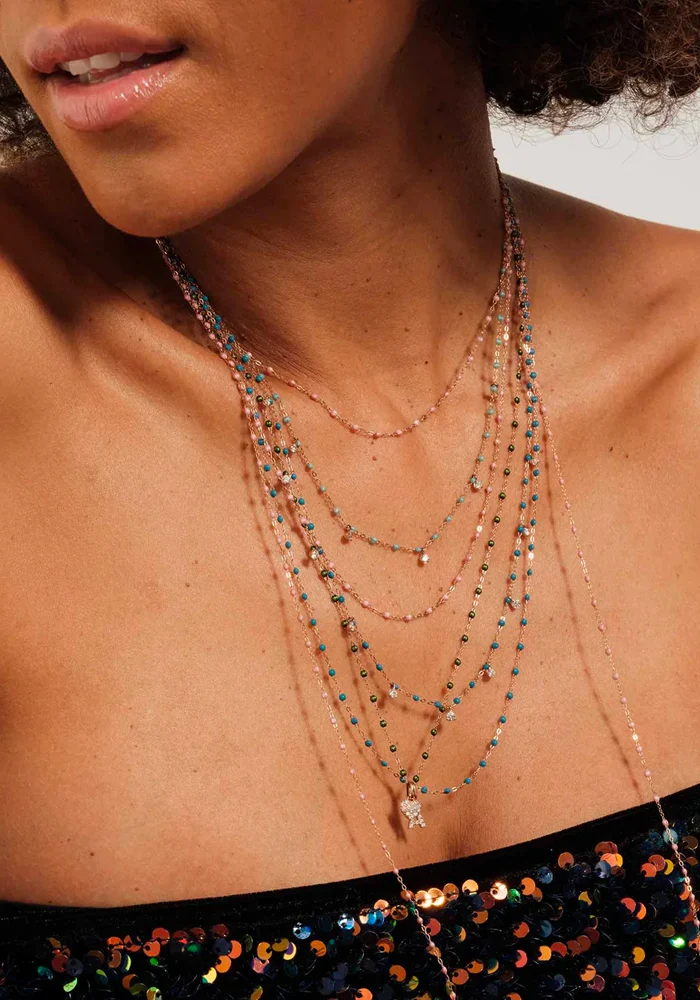 Collier Classique Gigi Or Rose Et Résine Blush 42cm