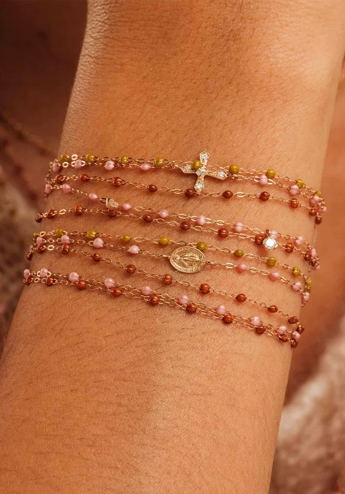 Bracelet Classique Gigi Or Rose Et Résines Blush 15cm